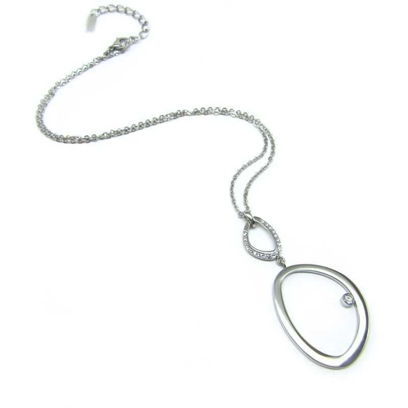 STEELX Modern Open Ovals w/CZ and Chain - N2013
